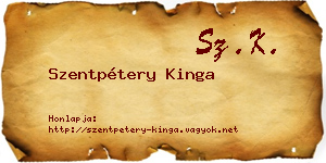 Szentpétery Kinga névjegykártya