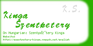 kinga szentpetery business card